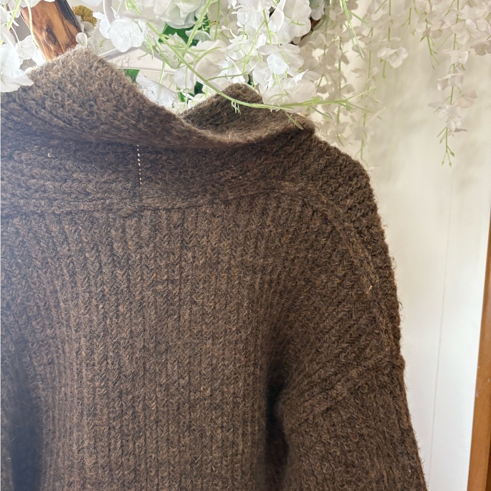 Tribal Taupe Ribbed Shawl-Collar Cardigan - Picture 7 of 10